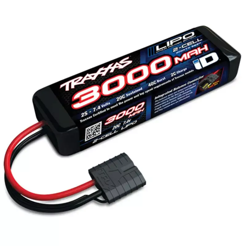 2 Cell 3000mAh 7.4V 20C LiPo iD™ Battery: 2827X