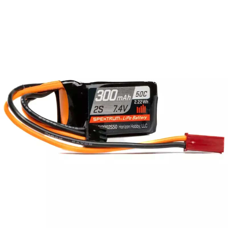 2 Cell 300mAh 7.4V 50C LiPo: JST