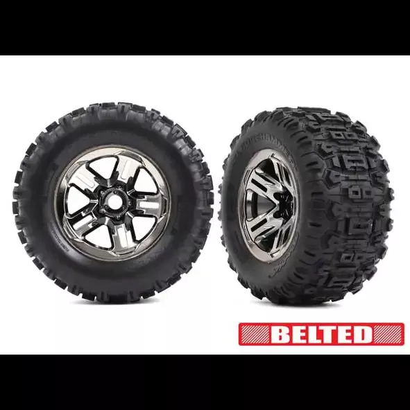 3.8″ Chrome Wheels & Belted Sledgehammer Tires (2) :9573A