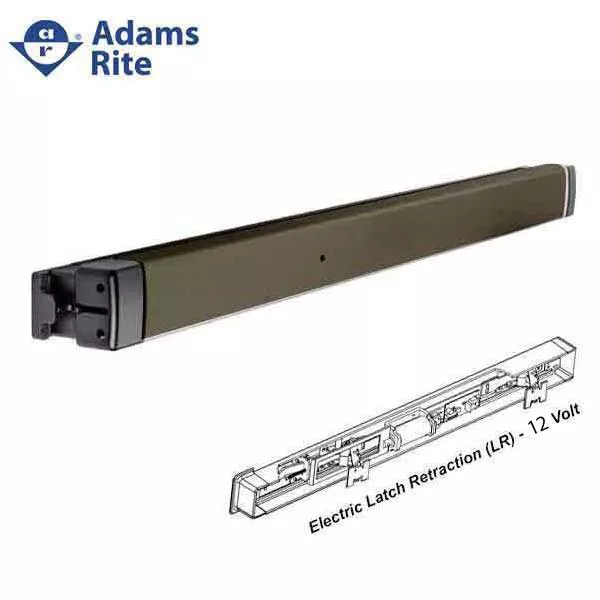 Adams Rite - 8802EL - Narrow Stile -Electric Rim Exit Device - 36" - AnodizedDark Bronze-Electric Latch Retraction (LR) - 12 Volt