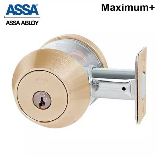 ASSA - 7000 Series - Maximum+ - Single Cylinder Deadbolt with Security Guard - KA - 612 - Satin Bronze - Grade 1