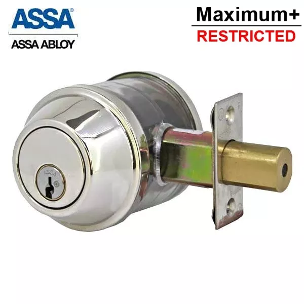 ASSA - M90 Series - Maximum+ Restricted - Double Cylinder Deadbolt - Optional Keying - 626 - Satin Chrome - Grade 2