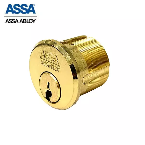 ASSA - MAX+ / Maximum + Security Restricted Mortise Cylinder - 1-1/8" - KA - 605 - Bright Brass
