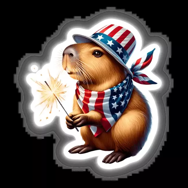 Capybara Holding Sparkler 4th of July