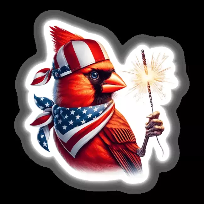 Cardinal Bird Holding Sparkler 4th of July