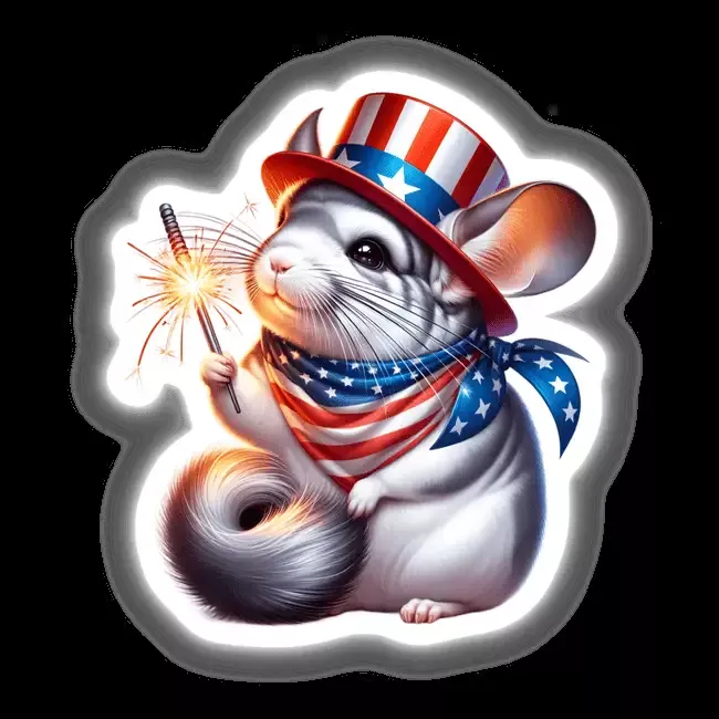Chinchilla Holding Sparkler 4th of July