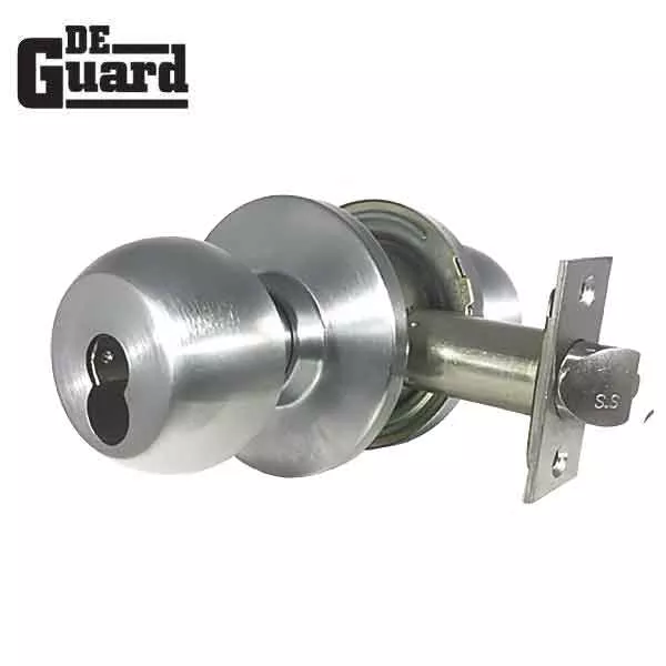 Commercial Door Knob Set - Grade 2 - IC Core -SFIC - Satin Chrome - Storeroom