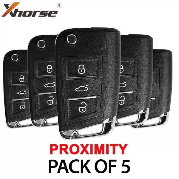 *Discontinued* 5 x MQB Style 3-Button Universal Flip Key w/ Proximity Function for VVDI Key Tool (Xhorse) (BUNDLE of 5)