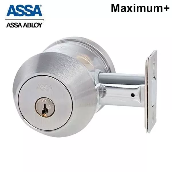 *Discontinued* ASSA - 7000 Series - Maximum+ - Double Cylinder Deadbolt with Security Guard - KA - 626 - Satin Chrome - Grade 1