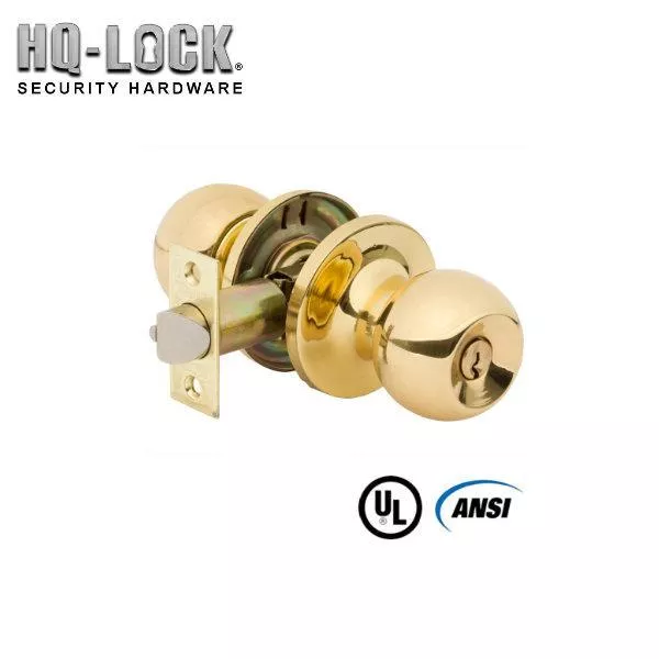 *Discontinued* HQ LOCK 4371- Commercial Door Knob Set - Grade 2 - Gold - SC4 - Entrance