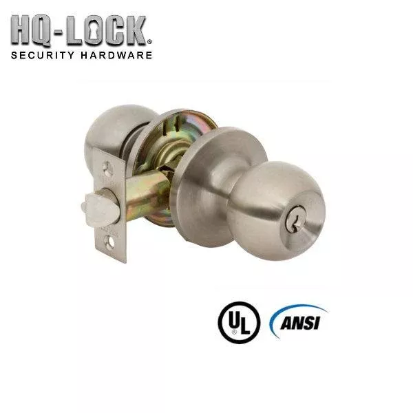 *Discontinued* HQ LOCK 4371 - Commercial Door Knob Set - Grade 2 - Satin Chrome -SC4 - Entrance