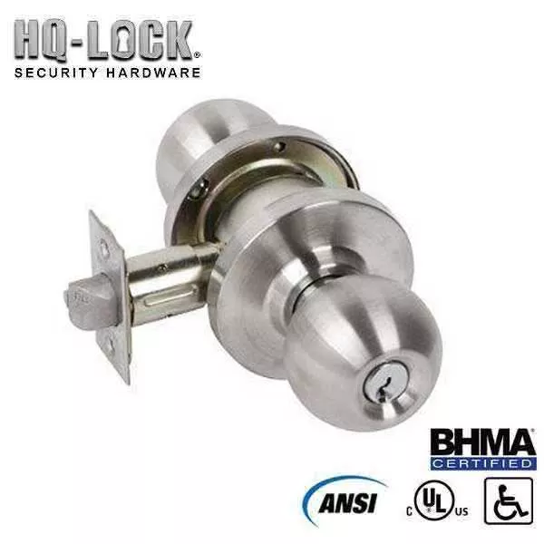 *Discontinued* HQ LOCK 4374- Commercial Door Knob Set - Grade 2 - Satin Chrome -SC4 - Storeroom