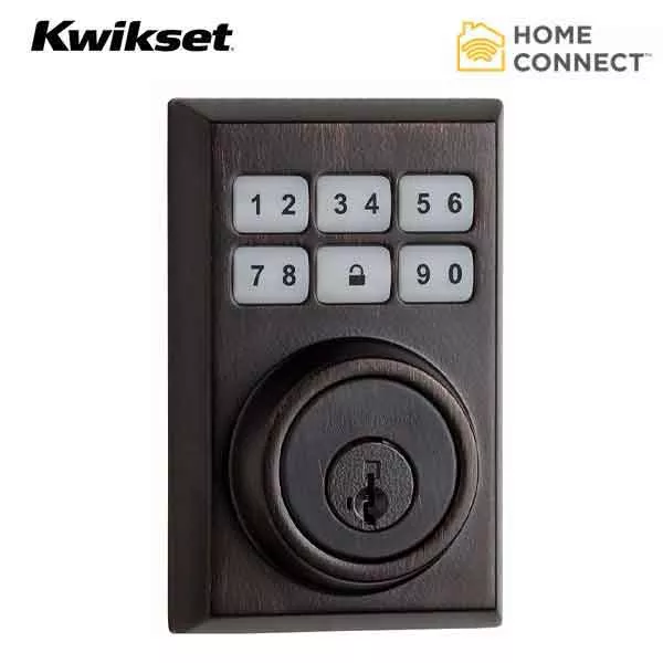 *Discontinued* Kwikset - Smart Code 910CNT - Electronic Contemporary Deadbolt w/ Home Connect & Z-Wave - US15P - Satin Nickel
