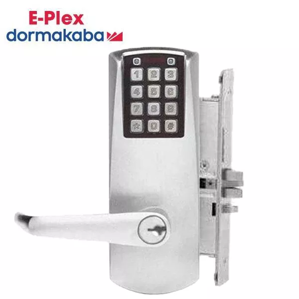 E-Plex - E2066XS - Electronic Pushbutton Mortise Lever Lock - Schlage 'C' - 2¾" Backset - Satin Chrome - Grade 1
