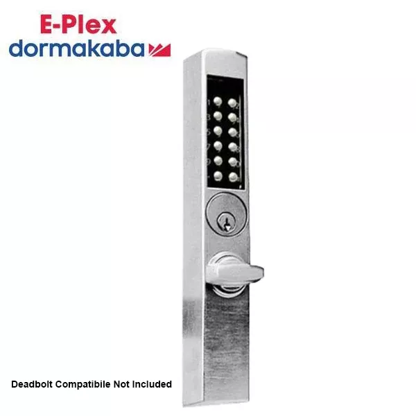E-Plex - E3066 - Electronic Pushbutton Mortise Narrow-Stile Thumbturn Lock - Deadbolt - Schlage 'C' - Satin Chrome - Grade 1