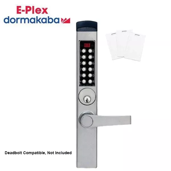 E-Plex - E3766 - Electronic Pushbutton PROX Mortise Narrow-Stile Lever Lock - Schlage 'C' - Deadbolt - Satin Chrome - Grade 1