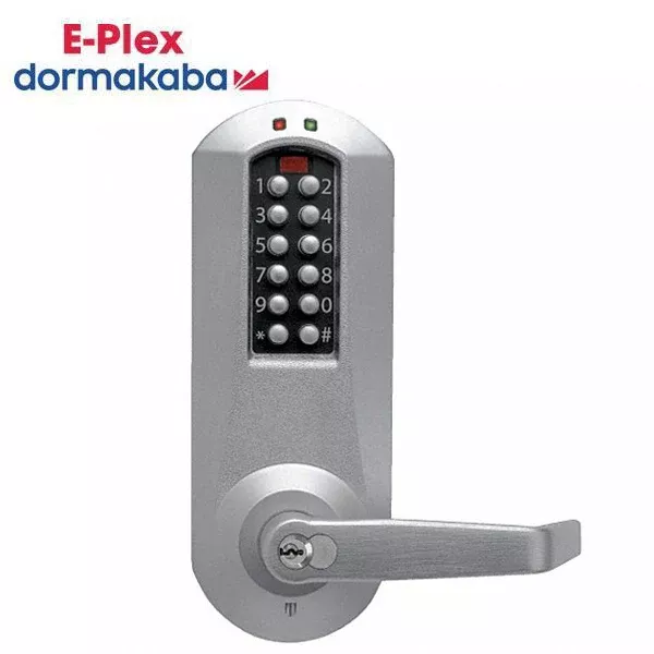 E-Plex - E5031XS - Electronic Pushbutton Cylindrical Lever Set - Schlage 'C' - 2¾" Backset - Satin Chrome - Grade 1