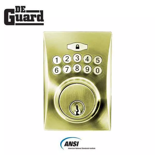 Electronic Keypad Keyed Deadbolt - Grade 3 - Polished Brass (SC1/KW1)