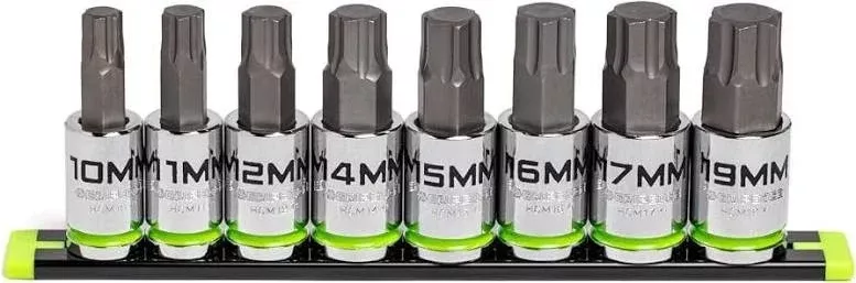 GRIPEDGE HCM8S HEX Bit Socket Set | 8-PC - 1/2'' Drive Metric RPT Hex Driver Set