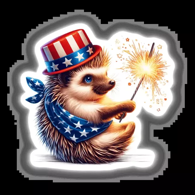 Hedgehog Holding Sparkler 4th of July