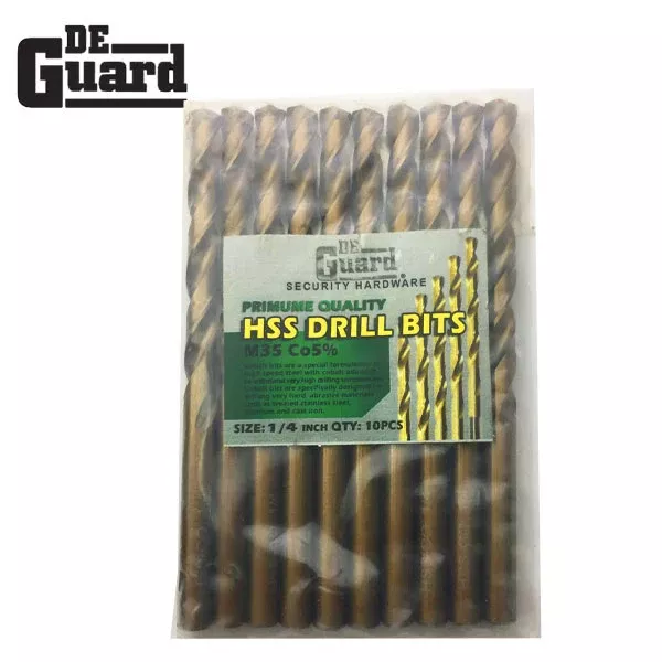 HSS Drill Bit x 10 Fully Ground 1/4" –5% Cobalt M35