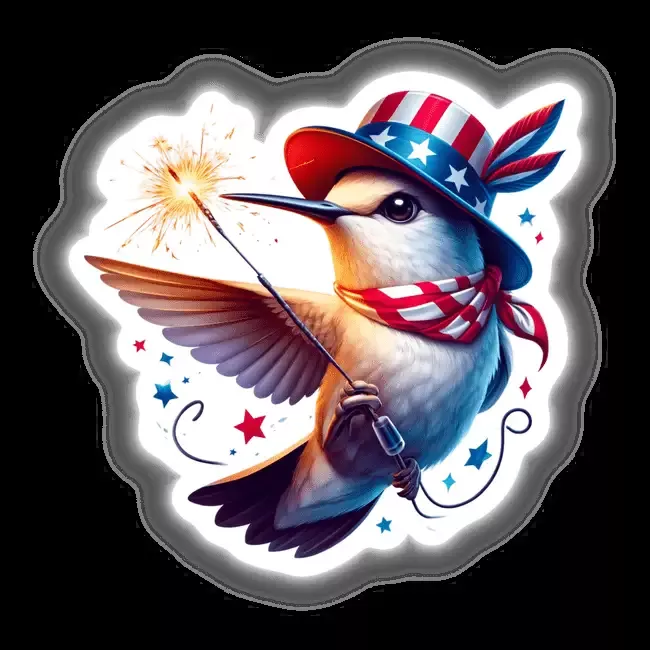 Hummingbird Holding Sparkler 4th of July