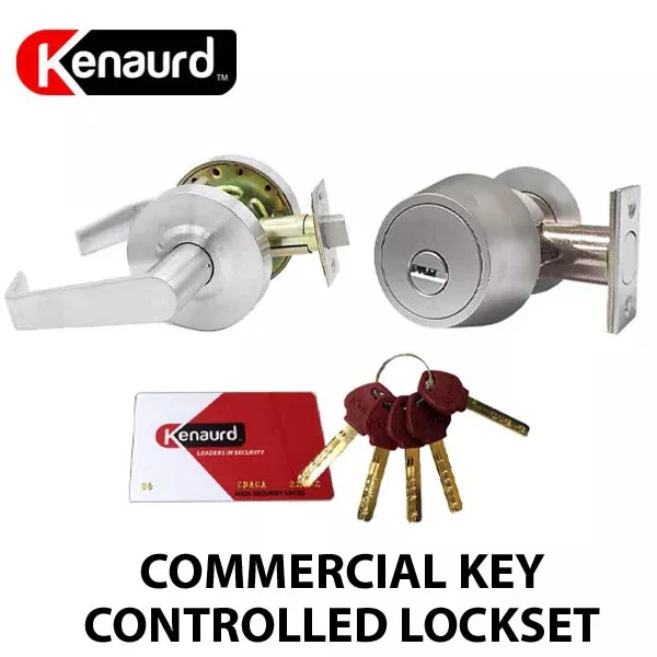 Key Controlled - Commercial Lever & Deadbolt Lockset Combo Bundle - 26D Satin Chrome