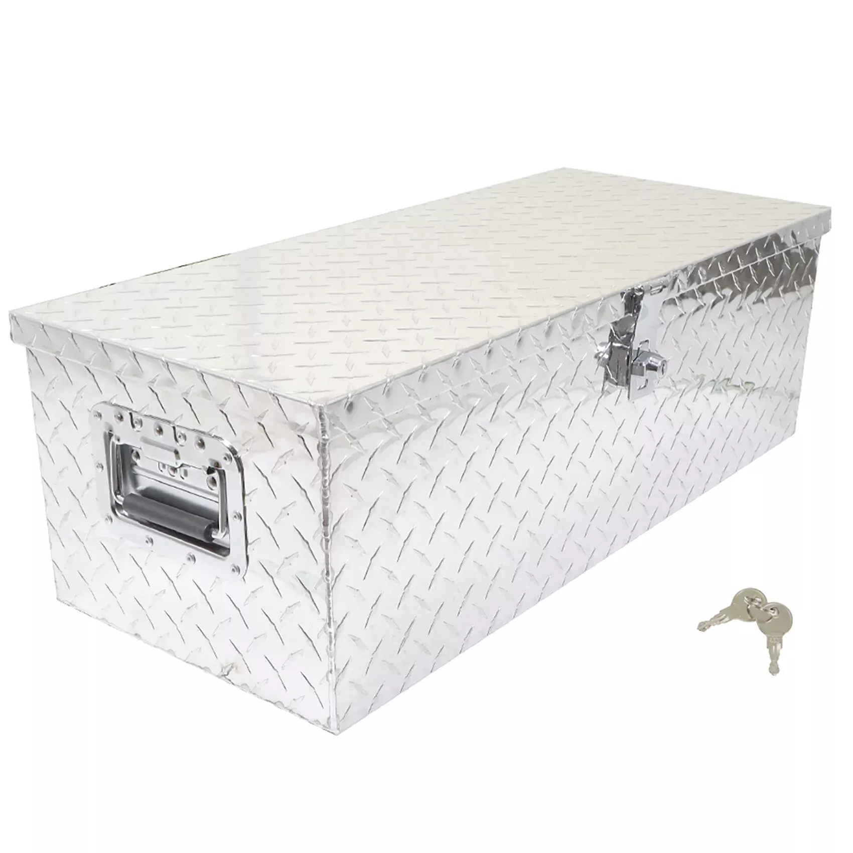 labwork 20 Inch Heavy Duty Silver Diamond Plate Tool Box with Side Handle and Lock Keys
