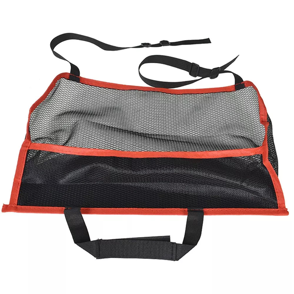 Labwork Black+Red Wire Car Seat Back Organizer Bag PU Leather+Thick Nylon For Universal
