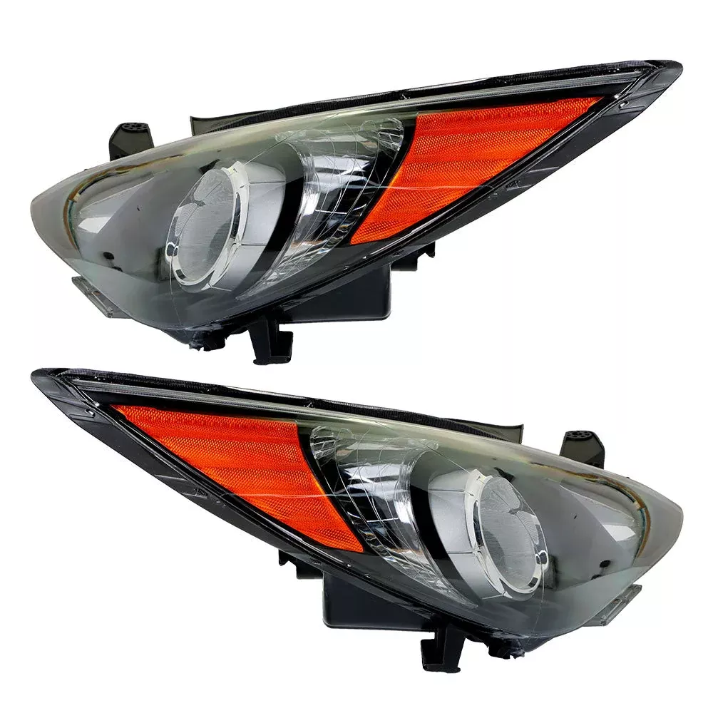 Labwork Headlight For 2011-14 Sonata Halogen Type Black Housing Clear Lens Pair
