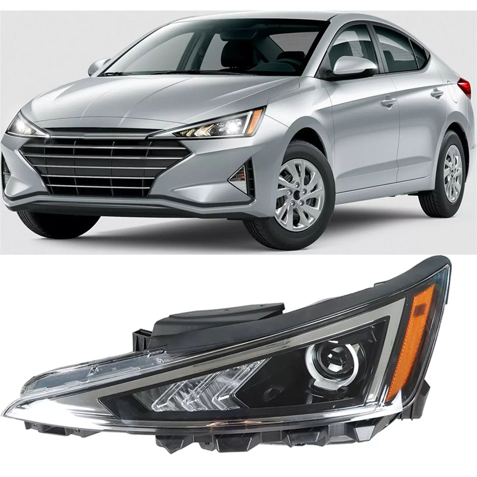 labwork Left Projector Headlight Assembly for Hyundai Elantra 2019-2020 Driver Side