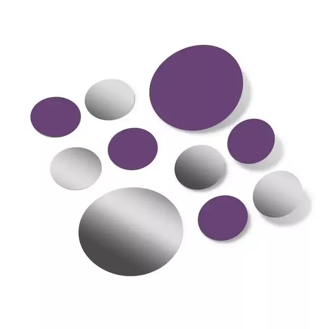 Metallic Silver / Purple Polka Dot Circles Wall Decals