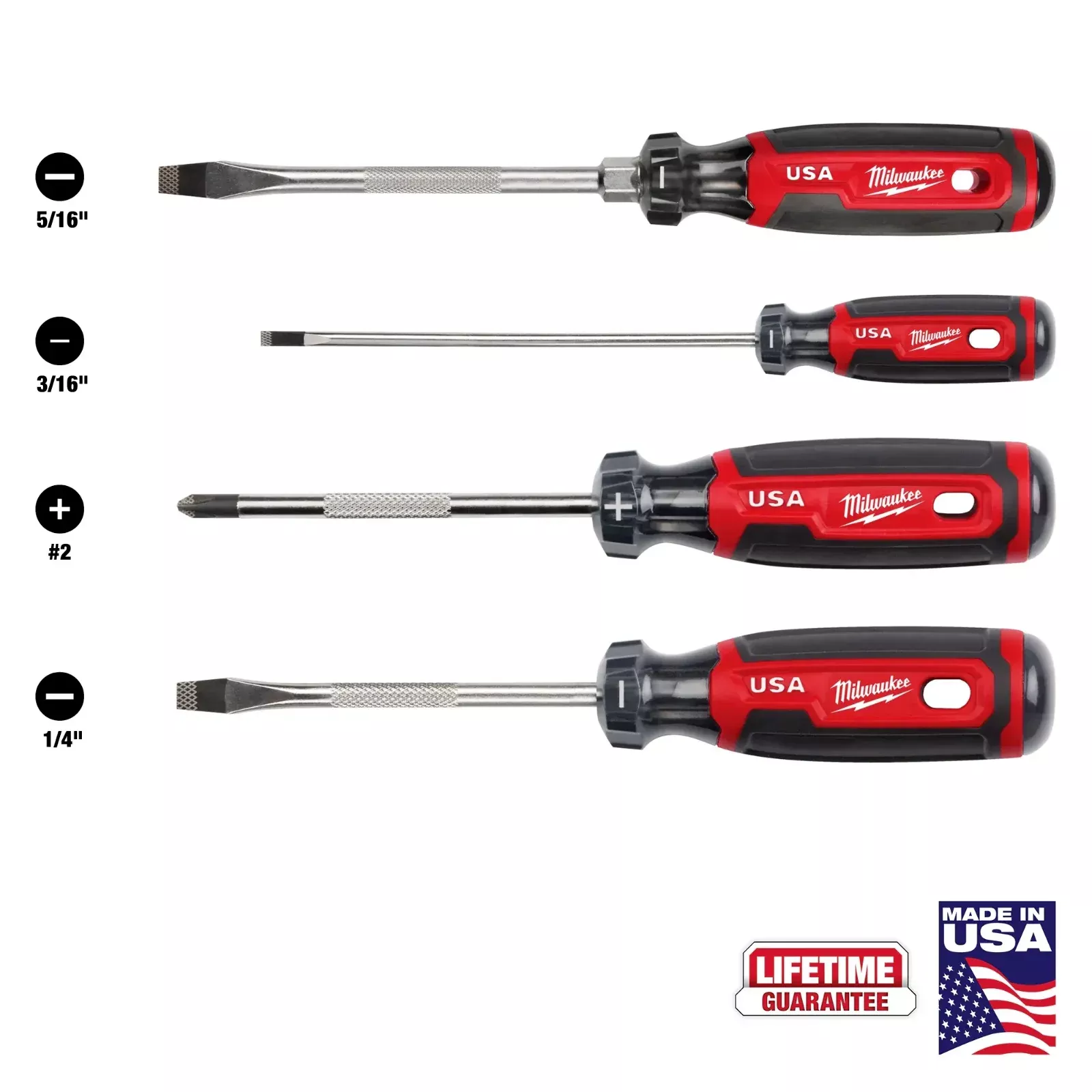 Milwaukee Mt200-4 4PC Cushion Grip Screwdriver Set (USA)