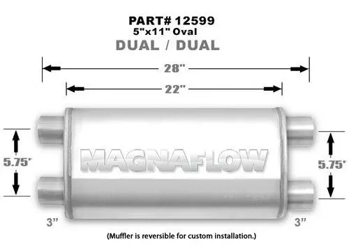 Muffler Stainless 3in Dual In/Out