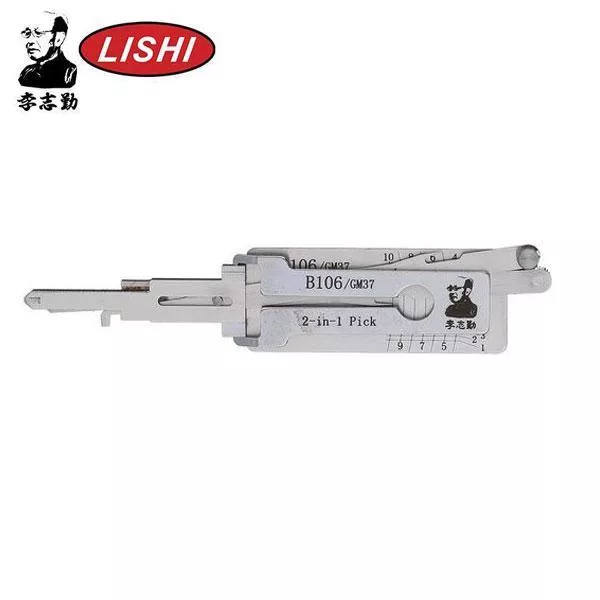 ORIGINAL LISHI - GM37 B106 GM / Non-Warded 2-In-1 Pick & Decoder / AG