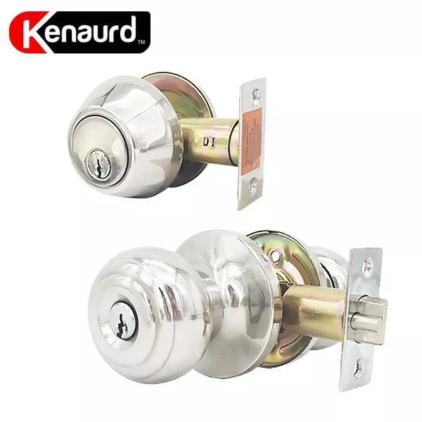 Premium Combo Lockset – Knob & Deadbolt – Bright Chrome – BC – SC1