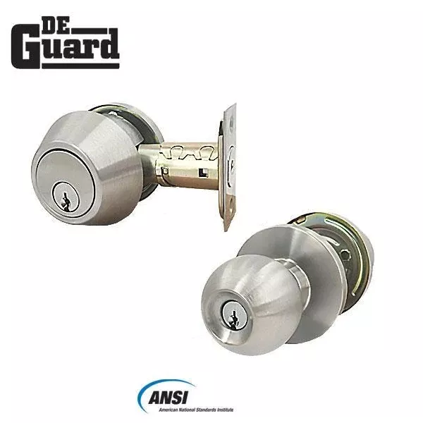Premium Commercial Combo Lock Set w/ Knob & Deadbolt – 26D Silver – SC4 Keyway – Grade 2