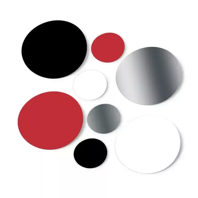 Red / Black / Metallic Silver / White Polka Dot Circles Wall Decals