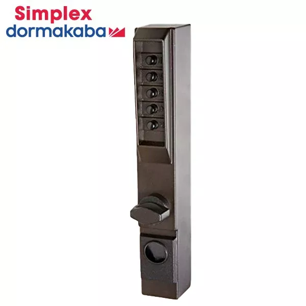Simplex - 3001 - Pushbutton Narrow Stile Thumbturn Lock - Passage/Lockout - Duranodic Finish