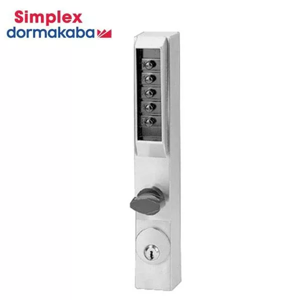 Simplex - 3001 - Pushbutton Narrow Stile Thumbturn Lock - Passage/Lockout - Satin Chrome