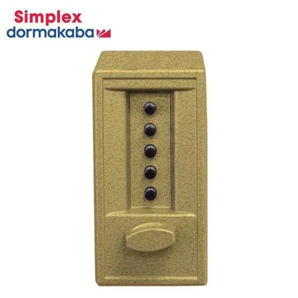 Simplex - 6202 - Pushbutton Cylindrical Keyless Lock - 2⅜" Backset - Gold Tone