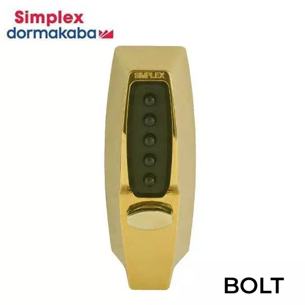 Simplex - 7108 - Mechanical Pushbutton Deadbolt Keyless Lock -2 3/8" Backset - Bright Brass