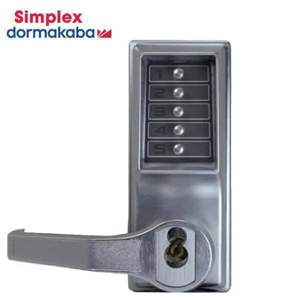 Simplex - LL1021B - Mechanical Pushbutton Cylindrical Lever Set - SFIC - 2¾" Backset - Satin Chrome - LH/LHR