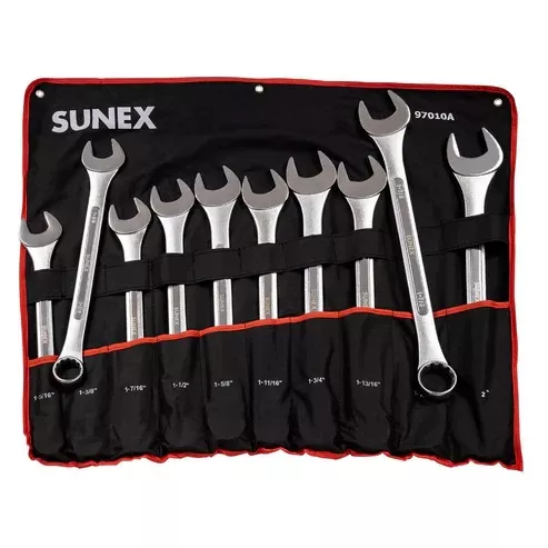 Sunex 97010A 10-piece 1-5/16" to 2" 12-Point Straight Head Raised Panel Combination Wrench Set