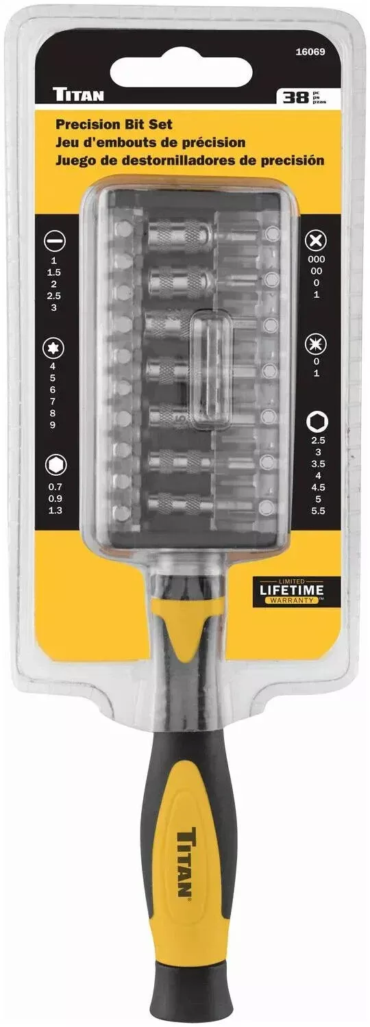 Titan Tools 16069 Precision Hex Bit and Magnetic Driver Set 38 pc Assortment