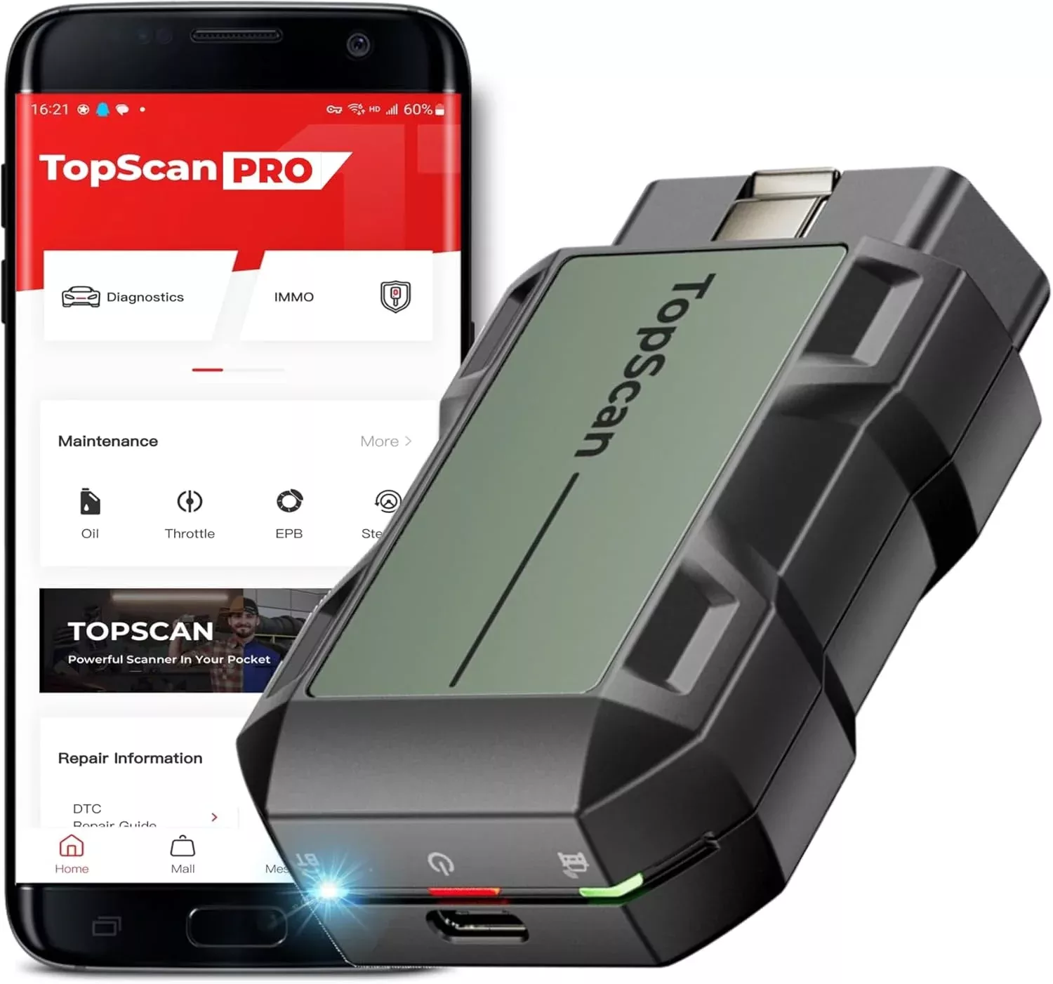 TOPDON TopScan Pro, OBD2 Scanner Bluetooth for iOS & Android, Diagnostic Scan Tool for All Cars, Car Code Reader with Reset Scanner, 13+ Reset Service