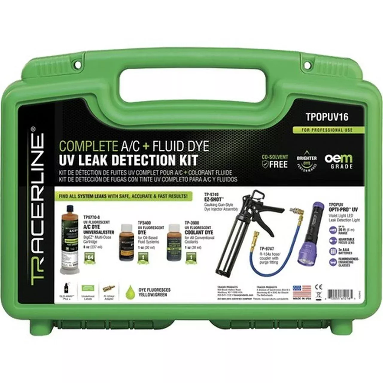 Tracerline TPOPUV16 Complete A/C & Fluid Dye UV Leak Detection Kit