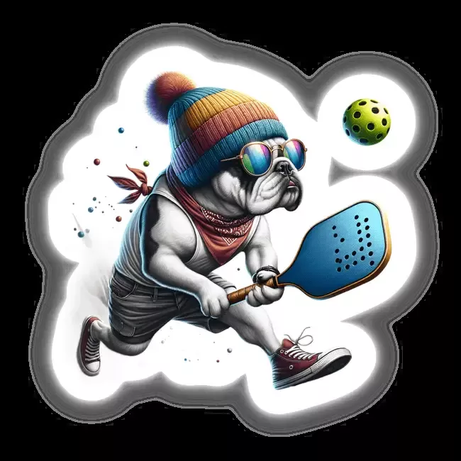 Trendy Bulldog Dog Playing Pickleball