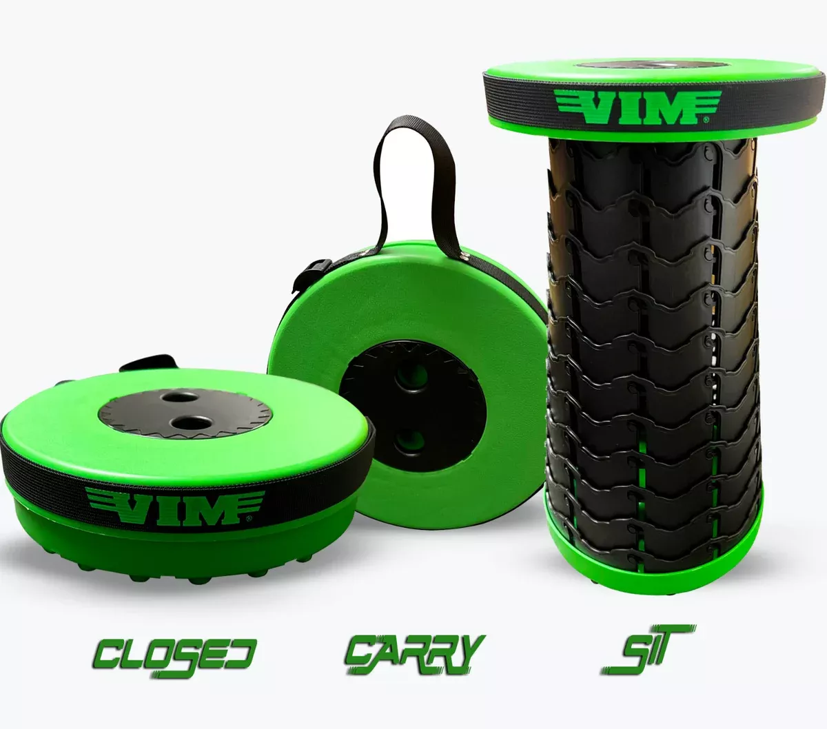 VIM Tools RDS1G Compact Lightweight Portable Green Telescoping Stool Seat